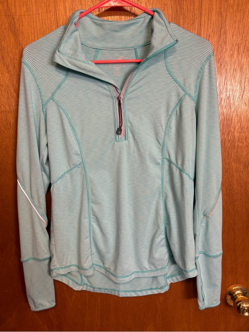 Tangerine Aqua and White Striped Pullover